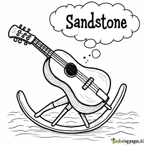 Rocking bassinet with the word “sandstone” written in empty bubble letters