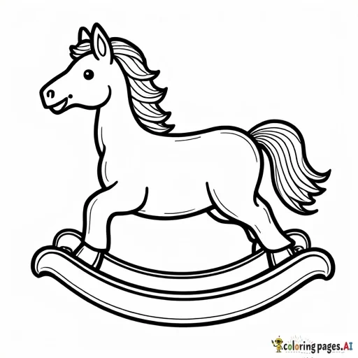 Rocking horse with the word “sandstone” written in empty bubble letters