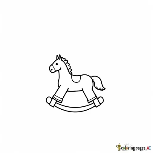 Rocking horse with the word “sandstone” written in empty bubble letters; looks like it was painted on the rocking horse