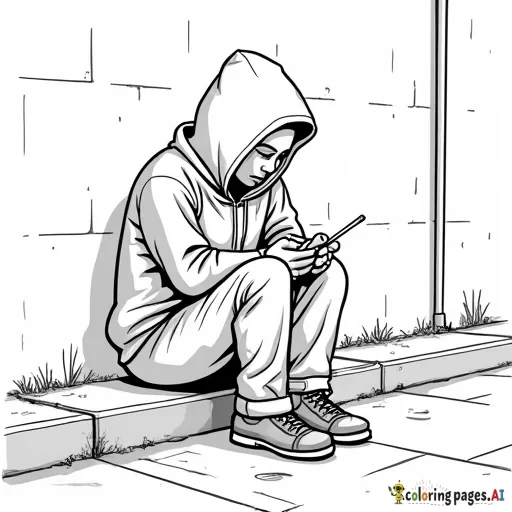 sad person sitting on curb