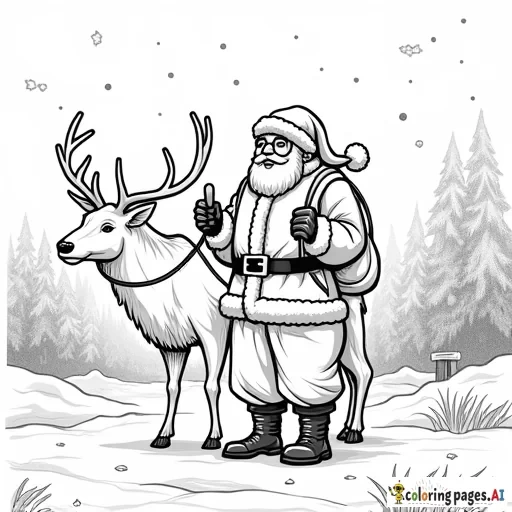 santa with reindeer on the ground in the daytime