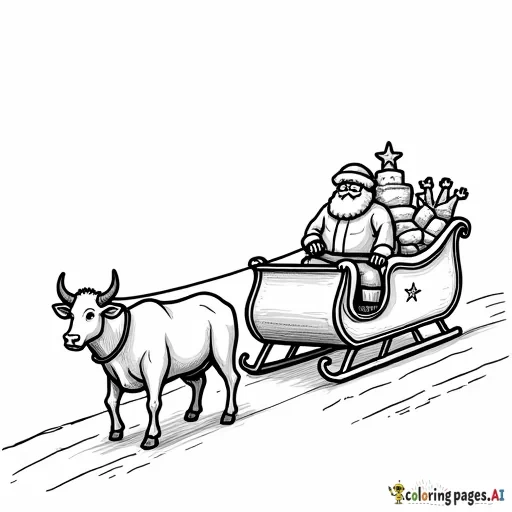 santas sleigh being pulled by cows