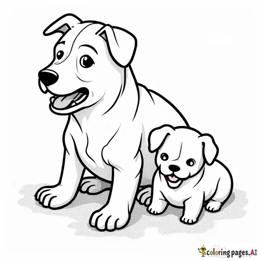 scary dog and cute puppies