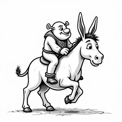 shrek​ riding donkey