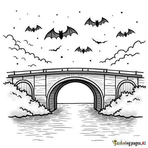 simple bats flying out from a bridge