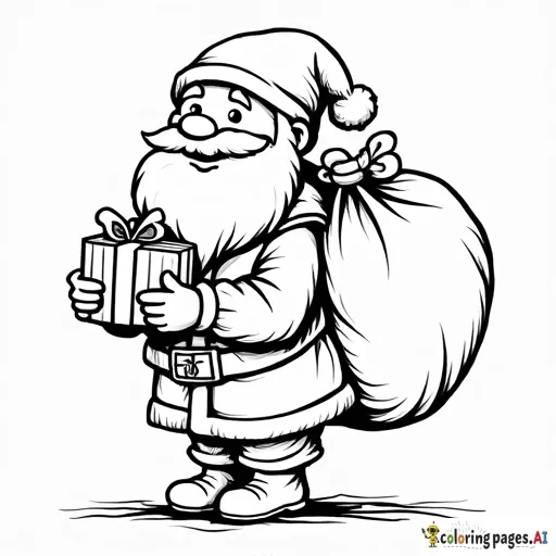 simple full figure cartoon of jultomten of sweden with sack of presents