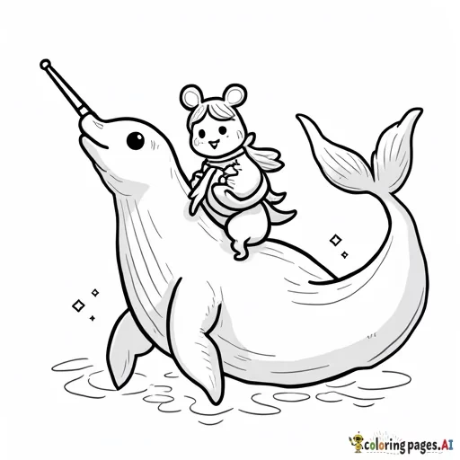 skye riding a narwhale in the ocean