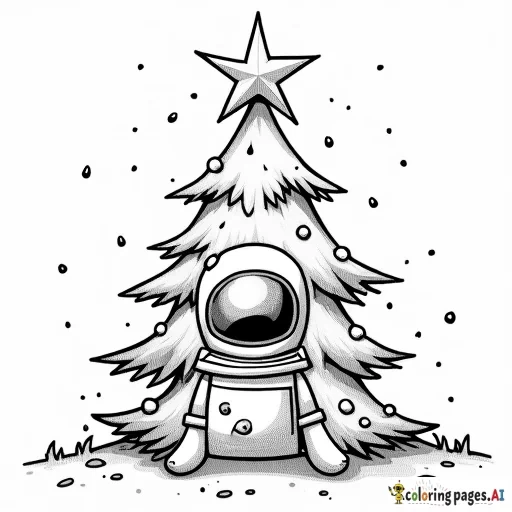 slimy christmas tree with a head and a space suit