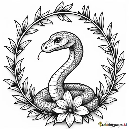 snake going in a circle with flowers