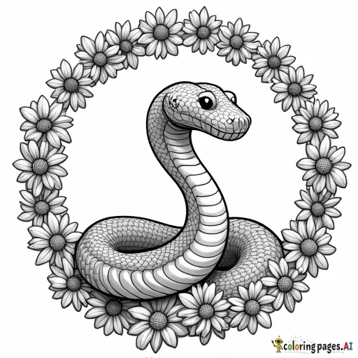 snake going in a circle with flowers