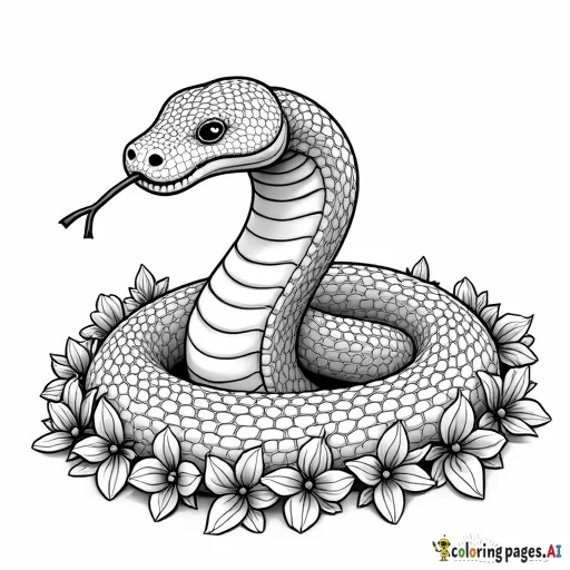 snake with flowers slithering in a circle