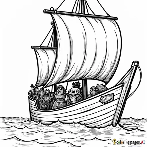 Spider-Man dressed as a pirate, sailing a ship on a stormy sea with a pirate crew.