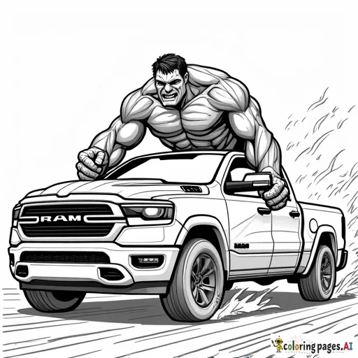 spiderman and the hulk driving a dodge 1500