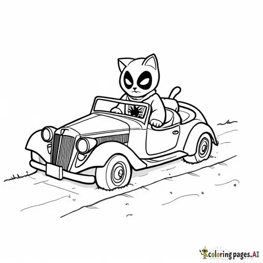 spidermans cat wearing spiderman pajamas in a car