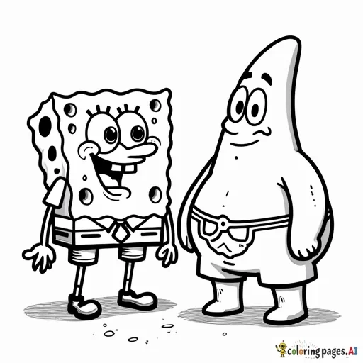 spongebob and patrick, with golden chains necklaces