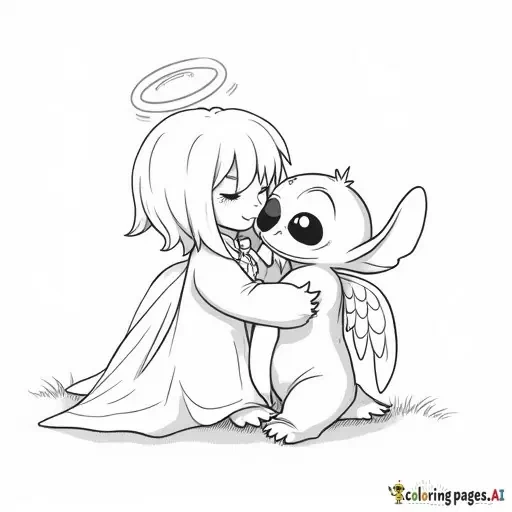 stitch  and angel when they are hugging
