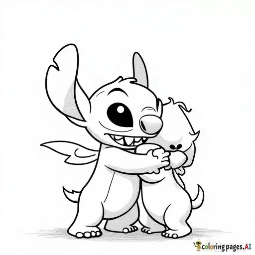 stitch  and angel when they are hugging