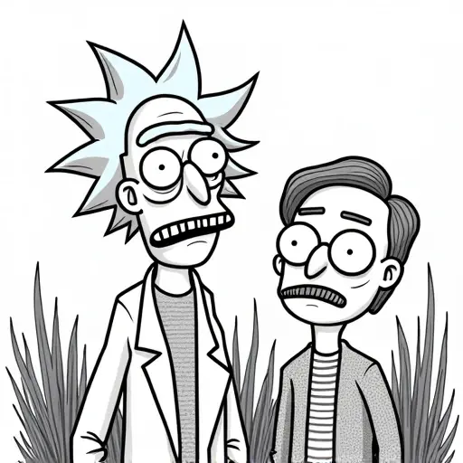 stoner life coloring page of weed and rick and morty - Free Printable Coloring Page