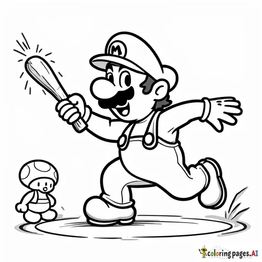 Super Mario being hit with stick by Toad from the movie
