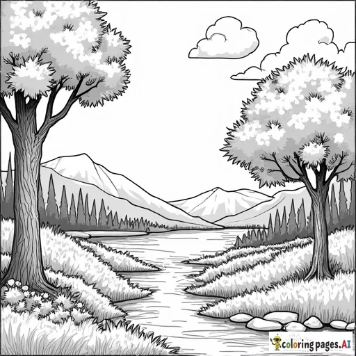 Swear word adult coloring page for landscape book with Arbor Day theme