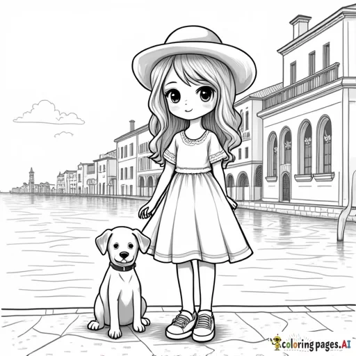 SWEET GIRL WITH PUPPY IN VENICE