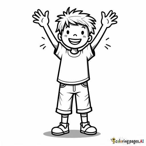 ten kids praising in shirts and pants