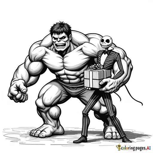 The hulk and jack skellington delivering presents