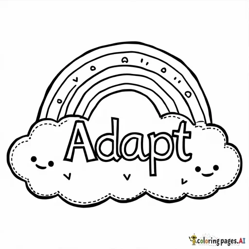 The word “Adapt” in clouds with a rainbow and smiley faces