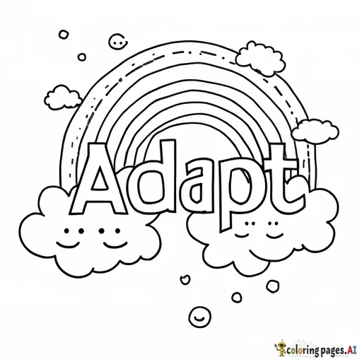 The word “Adapt” in clouds with a rainbow and smiley faces surrounding it