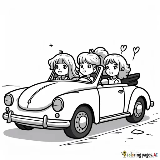 Three girls in a convertible