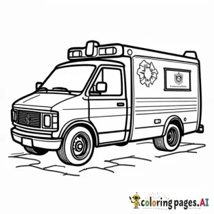 10 colouring pages that includes ambulances, police vehicles, and rescue vehicles