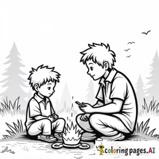 2 boys and their dad camping