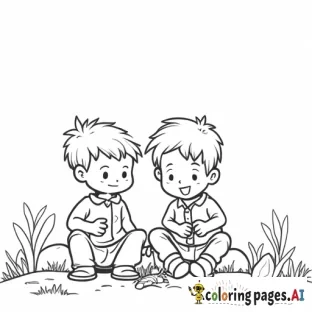 2 boys camping with their dad