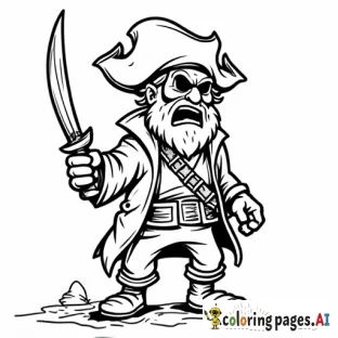 2 Old pirates stilling.  Angry face. Full body. Cartoon style