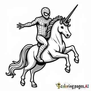 spiderman riding unicorn