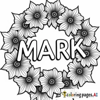 the word "MARK" with mandala and flowers