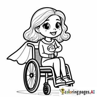 superhero young girl in a wheelchair