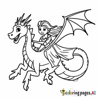 Elsa flying on a dragon