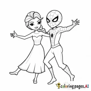elsa and spiderman dancing