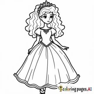 Curly hair princess in pink dress