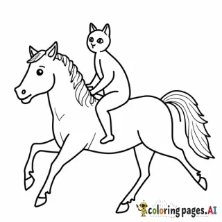 a cat riding horse