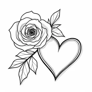 A beautiful 3d layered rose next to a heart