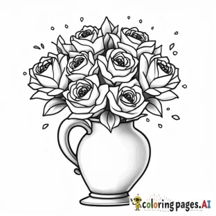 A beautiful bouquet of roses in a ceramic vase