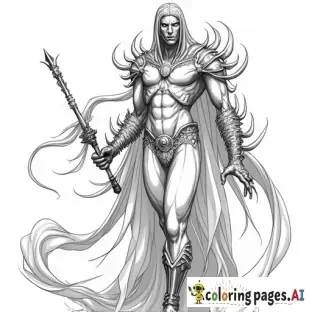 a black and white drawing using thick black lines for an adult coloring book that has to do with Abomination no shadows