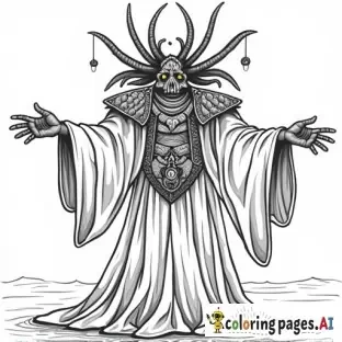 a black and white drawing using thick black lines for an adult coloring book that has to do with Abomination no shadows