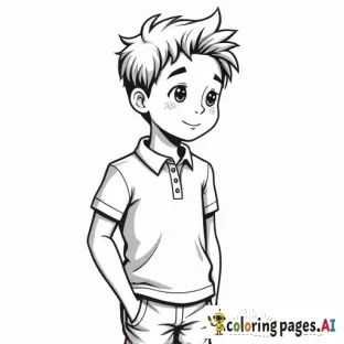 a boy wearing a polo shirt