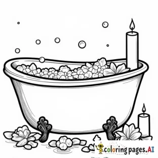 a bubble bath with candles and petals
