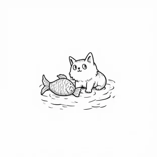 a cat catching fish