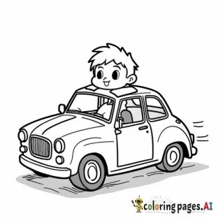 A chibi driving a car