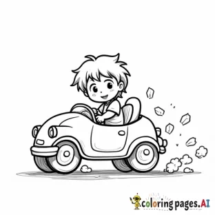 A chibi driving a car